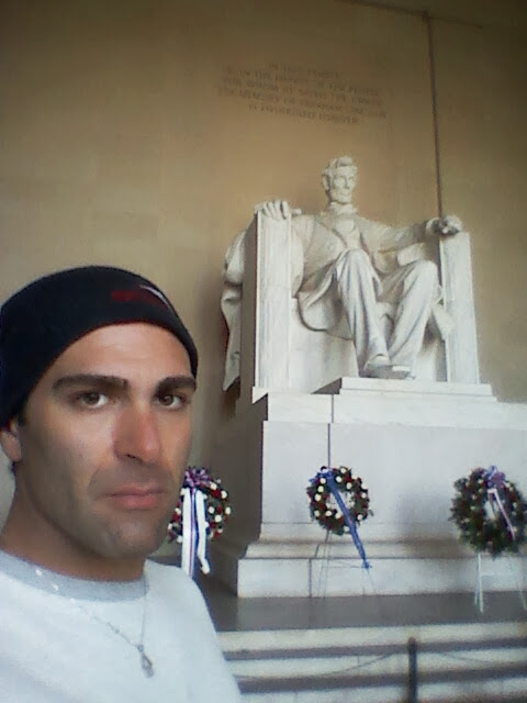 Israel Joffe taking a selfie inside the Lincoln Memorial in Washington DC